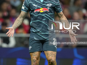 David Raum left-Back of RB Leipzig and Germany  during the UEFA Champions League 2024/25 League Phase MD1 match between Atletico de Madrid a...