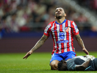 Angel Correa right winger of Atletico de Madrid and Argentina lament a failed occasion during the UEFA Champions League 2024/25 League Phase...