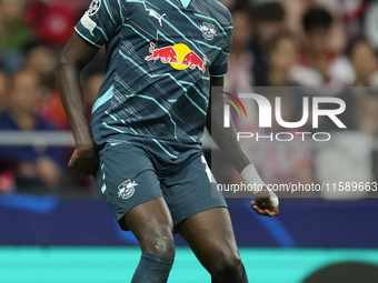 Castello Lukeba centre-back of RB Leipzig and France during the UEFA Champions League 2024/25 League Phase MD1 match between Atletico de Mad...