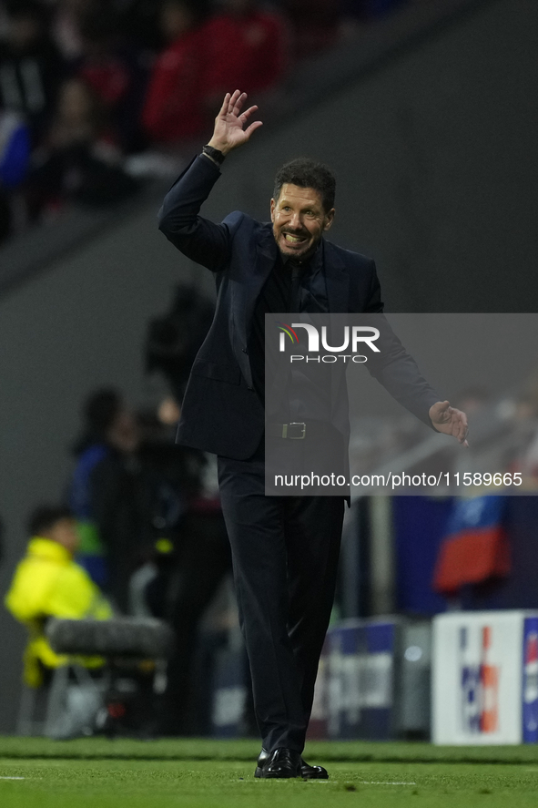 Diego Pablo Cholo Simeone head coach of Atletico de Madrid during the UEFA Champions League 2024/25 League Phase MD1 match between Atletico...