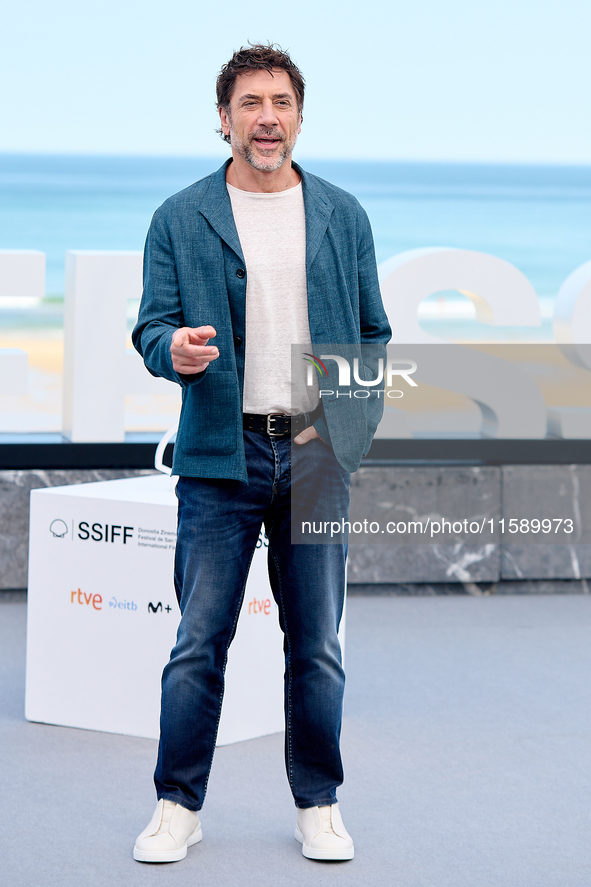 Javier Bardem attends the photocall for the Donostia Awards during the 72nd San Sebastian International Film Festival in San Sebastian, Spai...