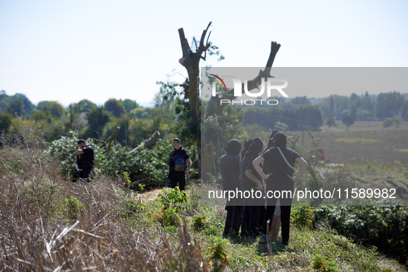 Some opponents look at a mutilated ash tree where a 'squirrel' lives to slow down the construction work. For the fourth day, Gendarmerie and...