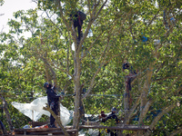 Members of the CNAMO unit try to convince 'Ecureuil' to stop their occupation of Zineb, an old walnut tree. For the fourth day, Gendarmerie...