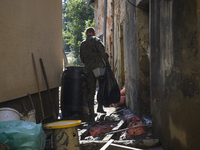 Members of the Polish armed forces remove debris from flood-hit houses in Glucholazy, Poland, on September 20, 2024. (