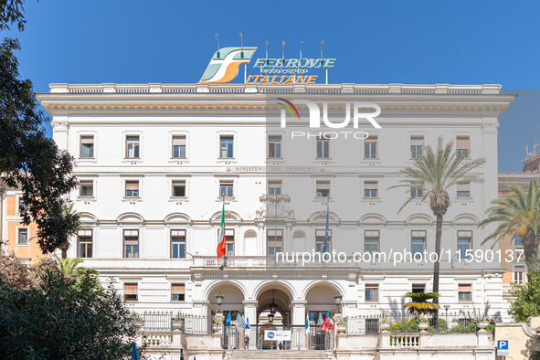 Railway workers protest against salary reductions and benefits cuts in Rome, Italy, on September 20, 2024. 