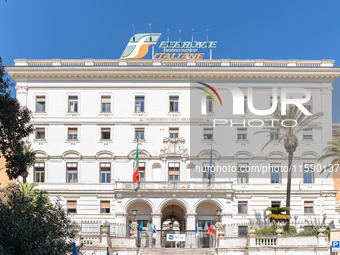 Railway workers protest against salary reductions and benefits cuts in Rome, Italy, on September 20, 2024. (