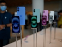 iPhone 16 models are on display on the launch day of the iPhone 16 series at Apple BKC, in Mumbai, India, on September 20, 2024. The highly...