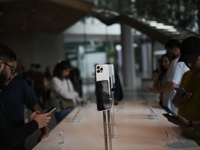 iPhone 16 Pro is seen on display on the launch day of the iPhone 16 series at Apple BKC, in Mumbai, India, on September 20, 2024. The highly...