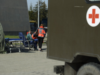 A field hospital has been set up to provide aid to the people from flood-hit areas in Nysa, Poland on September 20, 2024. On September 19, 2...