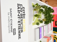 Model of the 2025 design city of Saint Etienne in Saint Etienne, France, on September 20, 2024, during the fair. (