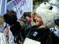 Protesters march during the global climate strike organized by Fridays for Future in Berlin, Germany, on September 20, 2024 (