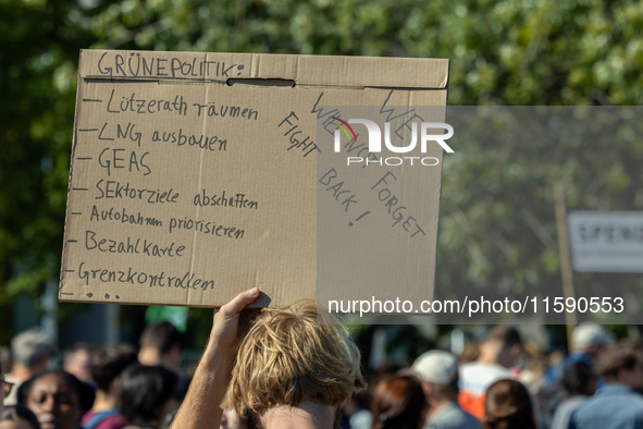 Protesters march during the global climate strike organized by Fridays for Future in Berlin, Germany, on September 20, 2024 