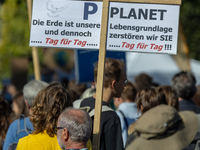 Protesters march during the global climate strike organized by Fridays for Future in Berlin, Germany, on September 20, 2024 (