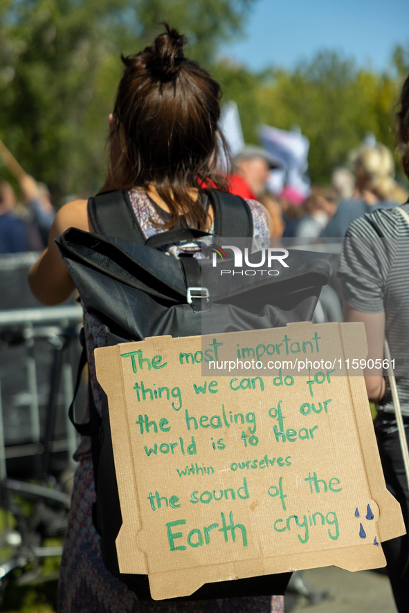 Protesters march during the global climate strike organized by Fridays for Future in Berlin, Germany, on September 20, 2024 