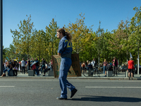 Protesters march during the global climate strike organized by Fridays for Future in Berlin, Germany, on September 20, 2024 (