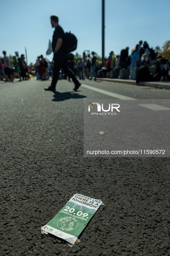 Protesters march during the global climate strike organized by Fridays for Future in Berlin, Germany, on September 20, 2024 