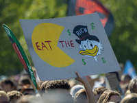 Protesters march during the global climate strike organized by Fridays for Future in Berlin, Germany, on September 20, 2024 (