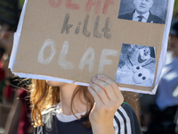 Protesters march during the global climate strike organized by Fridays for Future in Berlin, Germany, on September 20, 2024 (