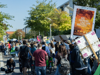 Protesters march during the global climate strike organized by Fridays for Future in Berlin, Germany, on September 20, 2024 (