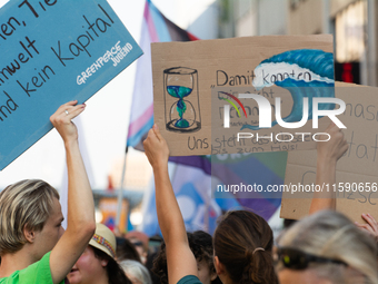 Thousands of people take part in a climate demonstration as part of the Fridays for Future climate action movement in Cologne, Germany, on S...