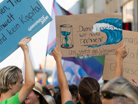 Thousands of people take part in a climate demonstration as part of the Fridays for Future climate action movement in Cologne, Germany, on S...