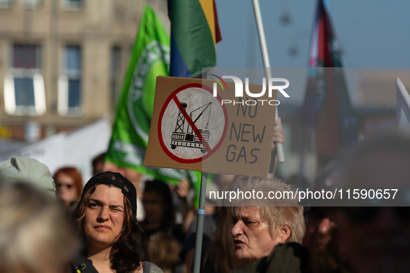 Thousands of people take part in a climate demonstration as part of the Fridays for Future climate action movement in Cologne, Germany, on S...