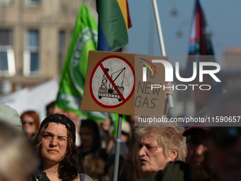 Thousands of people take part in a climate demonstration as part of the Fridays for Future climate action movement in Cologne, Germany, on S...