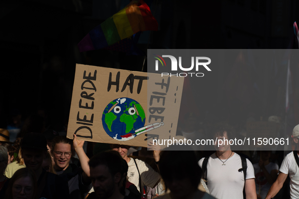 Thousands of people take part in a climate demonstration as part of the Fridays for Future climate action movement in Cologne, Germany, on S...