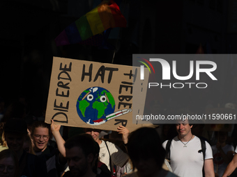 Thousands of people take part in a climate demonstration as part of the Fridays for Future climate action movement in Cologne, Germany, on S...