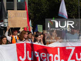 Thousands of people take part in a climate demonstration as part of the Fridays for Future climate action movement in Cologne, Germany, on S...