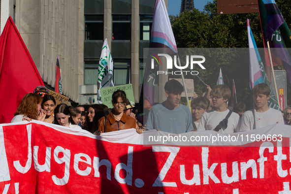 Thousands of people take part in a climate demonstration as part of the Fridays for Future climate action movement in Cologne, Germany, on S...