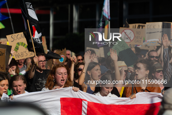 Thousands of people take part in a climate demonstration as part of the Fridays for Future climate action movement in Cologne, Germany, on S...