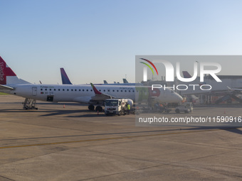 A TAP Air Portugal plane is on land at Orly Airport in Paris, France, on September 15, 2024. Airports Council International (ACI) World rele...