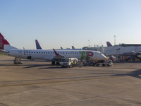 A TAP Air Portugal plane is on land at Orly Airport in Paris, France, on September 15, 2024. Airports Council International (ACI) World rele...