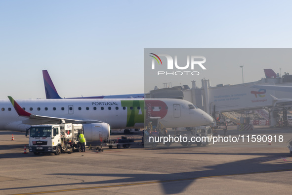 A TAP Air Portugal plane is on land at Orly Airport in Paris, France, on September 15, 2024. Airports Council International (ACI) World rele...