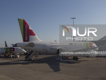 A TAP Air Portugal plane is on land at Orly Airport in Paris, France, on September 15, 2024. Airports Council International (ACI) World rele...