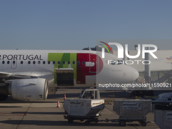 A TAP Air Portugal plane is on land at Orly Airport in Paris, France, on September 15, 2024. Airports Council International (ACI) World rele...