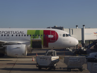 A TAP Air Portugal plane is on land at Orly Airport in Paris, France, on September 15, 2024. Airports Council International (ACI) World rele...