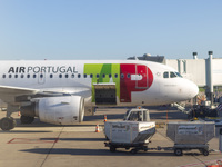 A TAP Air Portugal plane is on land at Orly Airport in Paris, France, on September 15, 2024. Airports Council International (ACI) World rele...