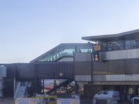 Passengers are seen through the tunnel at Orly Airport in Paris, France, on September 15, 2024. Airports Council International (ACI) World r...