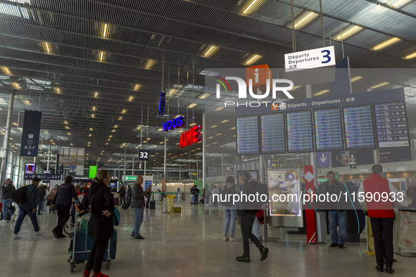 A general view of Orly Airport in Paris, France, on September 18, 2024. Airports Council International (ACI) World releases its latest air t...