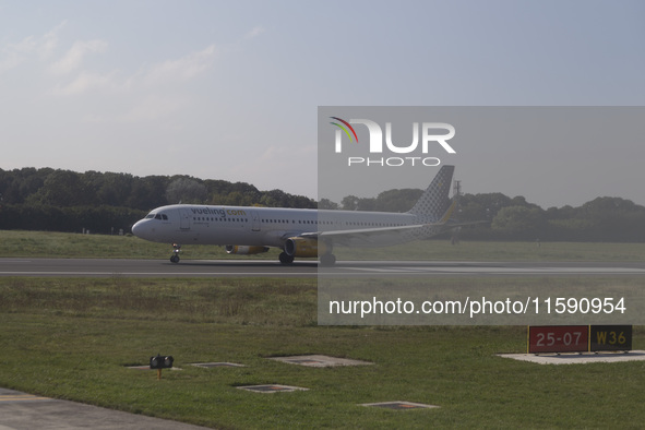 An airplane takes off at Orly Airport in Paris, France, on September 18, 2024. Airports Council International (ACI) World releases its lates...