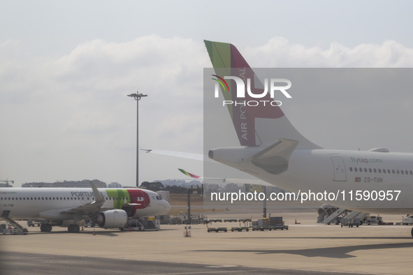 An airplane is seen at Lisbon airport in Lisbon, Portugal, on September 18, 2024. Airports Council International (ACI) World releases its la...