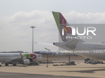 An airplane is seen at Lisbon airport in Lisbon, Portugal, on September 18, 2024. Airports Council International (ACI) World releases its la...