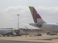 An airplane is seen at Lisbon airport in Lisbon, Portugal, on September 18, 2024. Airports Council International (ACI) World releases its la...