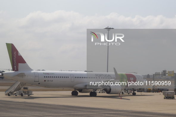 An airplane is seen at Lisbon airport in Lisbon, Portugal, on September 18, 2024. Airports Council International (ACI) World releases its la...