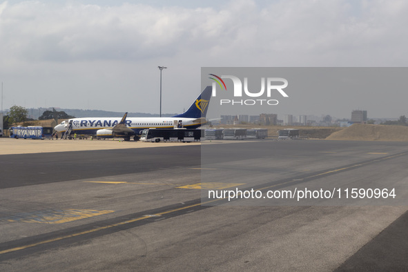 An airplane is seen at Lisbon airport in Lisbon, Portugal, on September 18, 2024. Airports Council International (ACI) World releases its la...