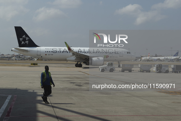 An airplane is seen at Lisbon airport in Lisbon, Portugal, on September 18, 2024. Airports Council International (ACI) World releases its la...