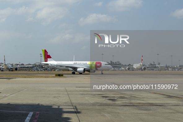 An airplane is seen at Lisbon airport in Lisbon, Portugal, on September 18, 2024. Airports Council International (ACI) World releases its la...