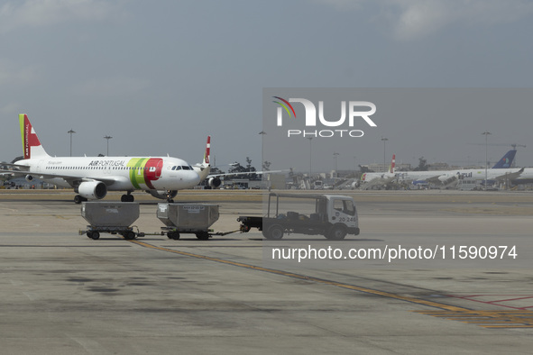 An airplane is seen at Lisbon airport in Lisbon, Portugal, on September 18, 2024. Airports Council International (ACI) World releases its la...